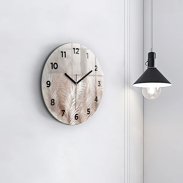 Horloge ronde Feuilles tropicales bohèmes