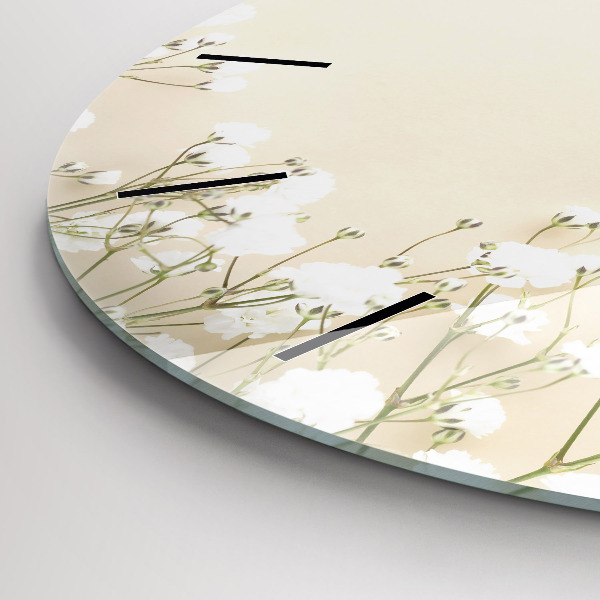Horloge ronde Fleurs de gypsophile en fleurs