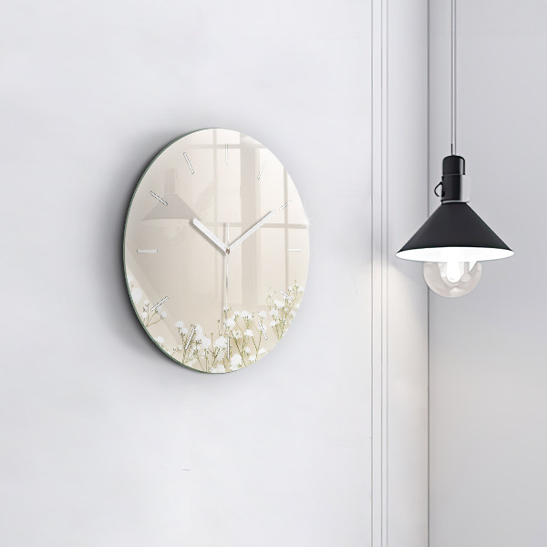 Horloge ronde Fleurs de gypsophile en fleurs