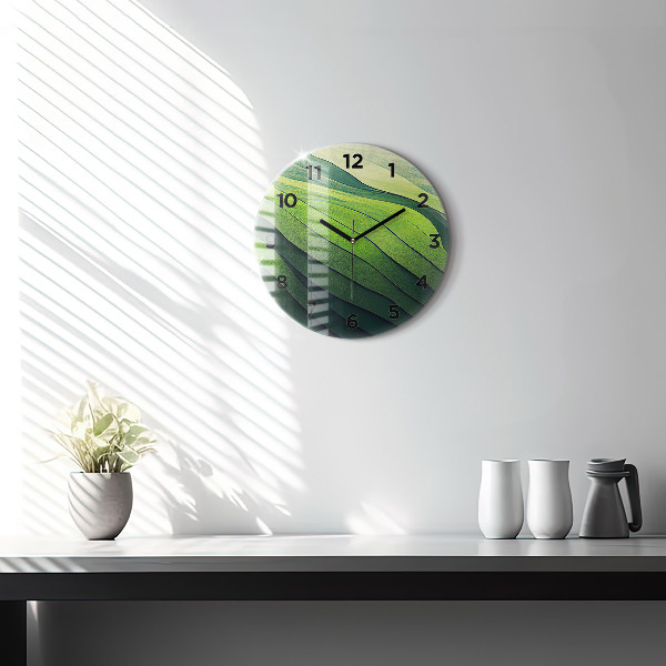 Horloge ronde Résumé des champs verts