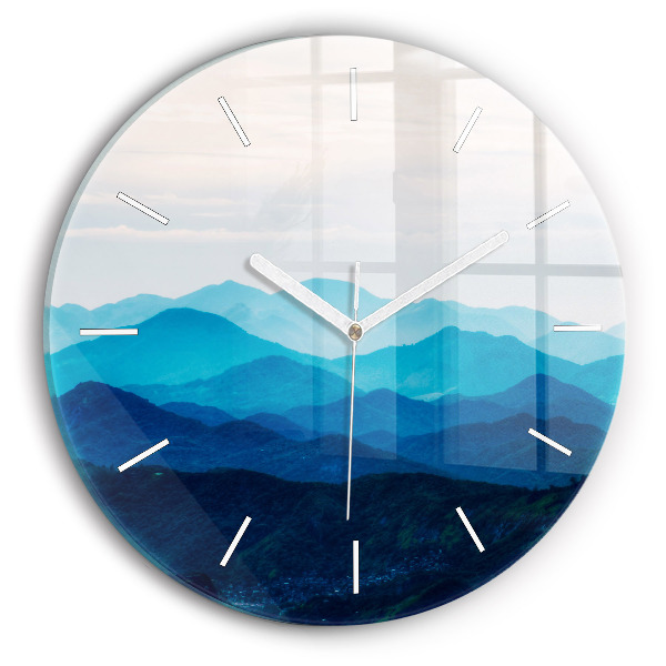 Horloge ronde 'Montagnes à l''aquarelle'