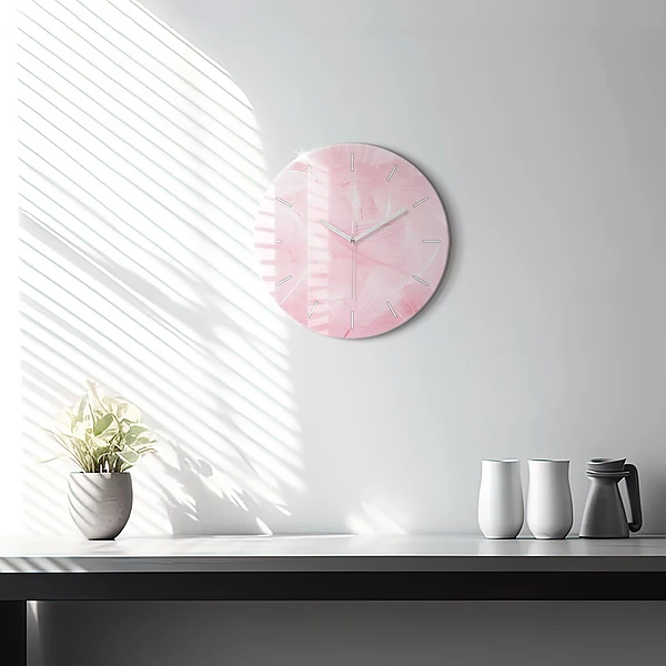 Horloge ronde Plumes – abstrait