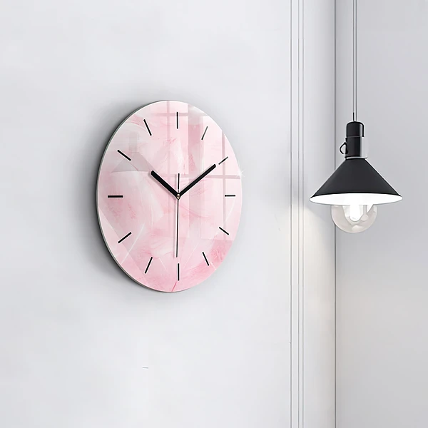 Horloge ronde Plumes – abstrait