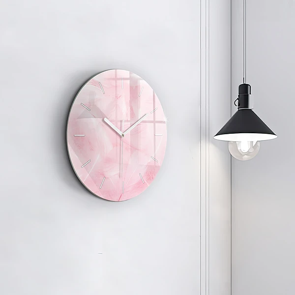 Horloge ronde Plumes – abstrait