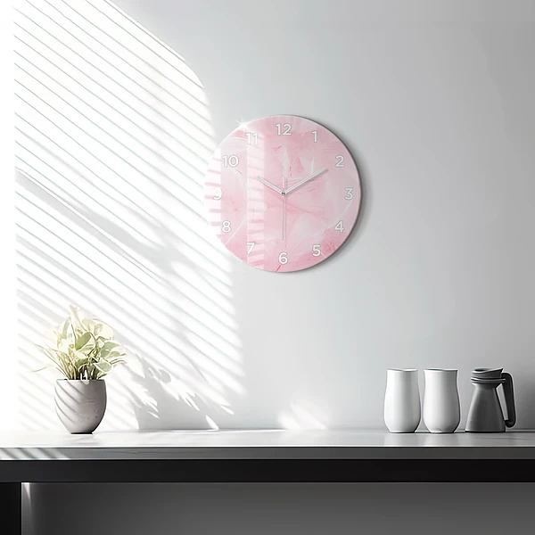 Horloge ronde Plumes – abstrait