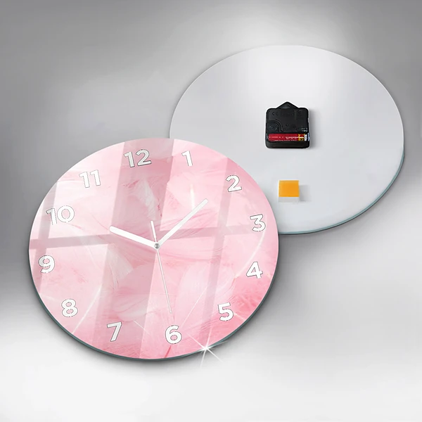 Horloge ronde Plumes – abstrait