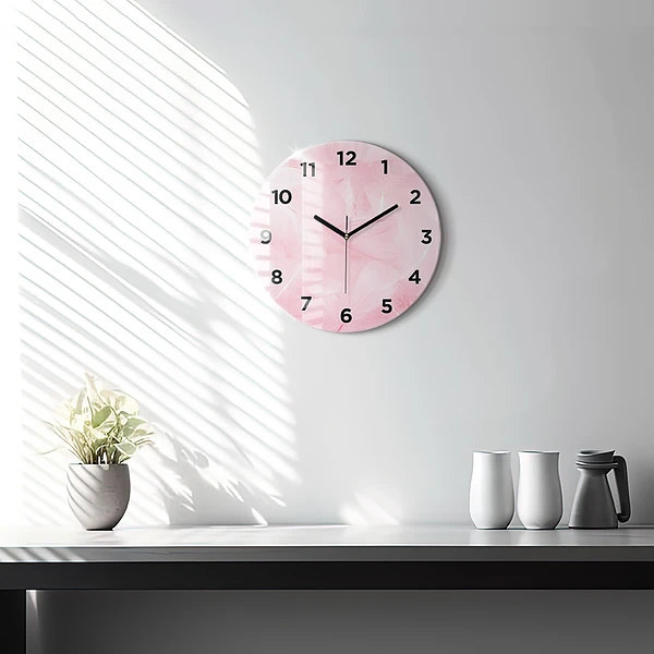 Horloge ronde Plumes – abstrait