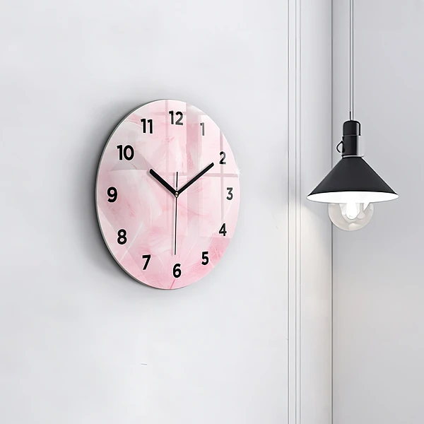 Horloge ronde Plumes – abstrait