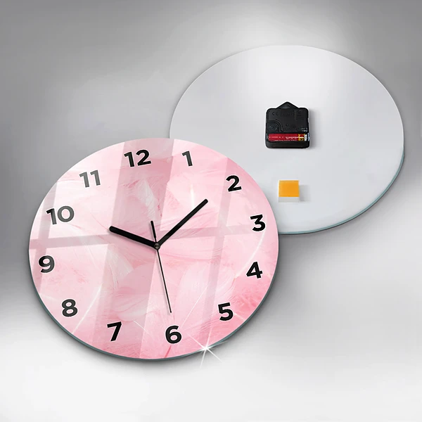 Horloge ronde Plumes – abstrait