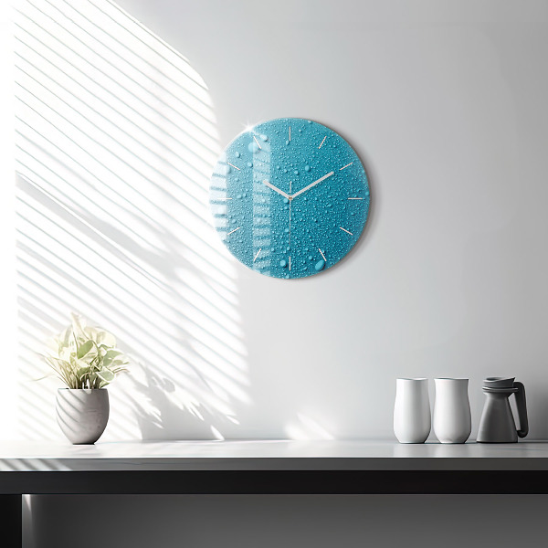 Horloge ronde 'Gouttes d''eau sur le verre'