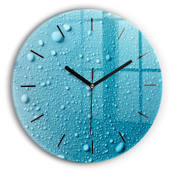 Horloge ronde 'Gouttes d''eau sur le verre'