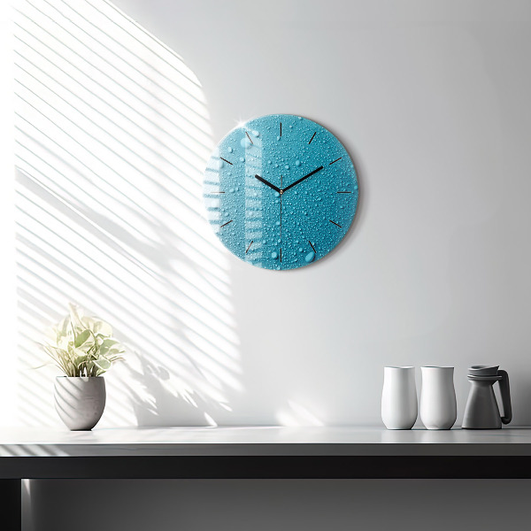 Horloge ronde 'Gouttes d''eau sur le verre'