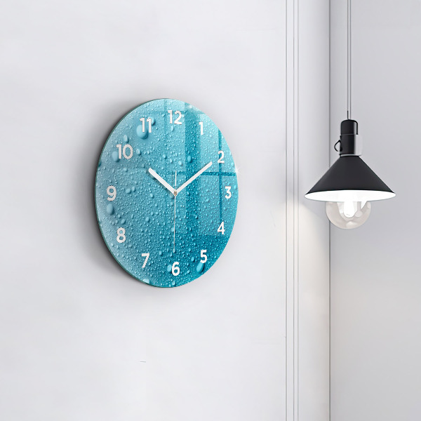 Horloge ronde 'Gouttes d''eau sur le verre'