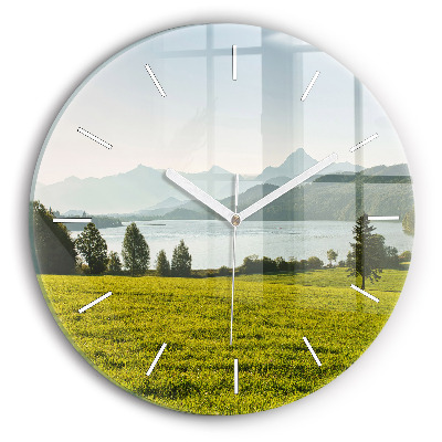 Horloge ronde Montagnes et champs