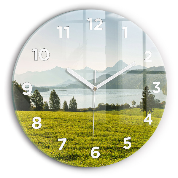 Horloge ronde Montagnes et champs