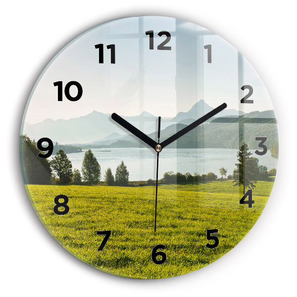 Horloge ronde Montagnes et champs