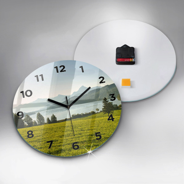 Horloge ronde Montagnes et champs