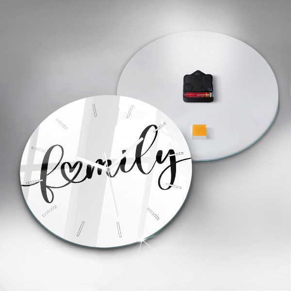 Horloge ronde Inscription familiale et coeur