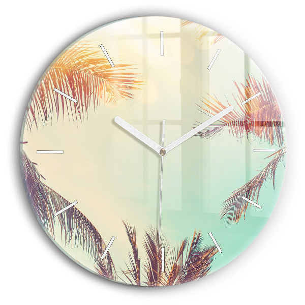Pendule murale ronde Palmiers tropicaux