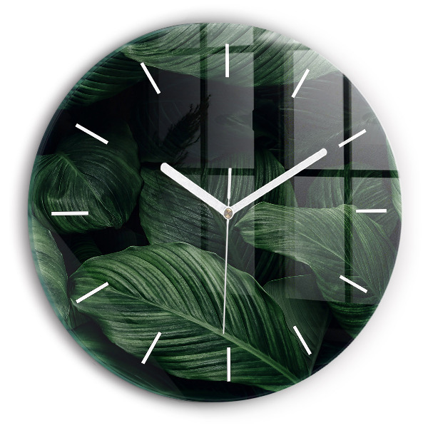Pendule murale ronde Monstera tropical
