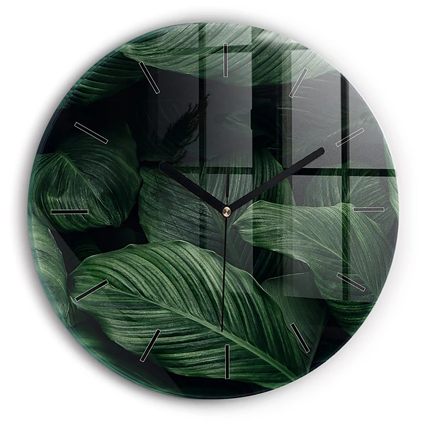 Pendule murale ronde Monstera tropical