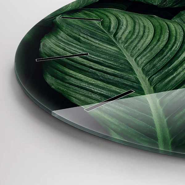 Pendule murale ronde Monstera tropical