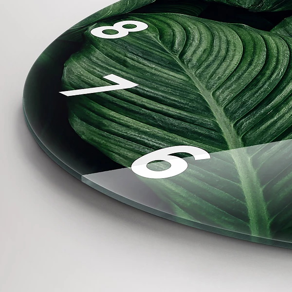 Pendule murale ronde Monstera tropical