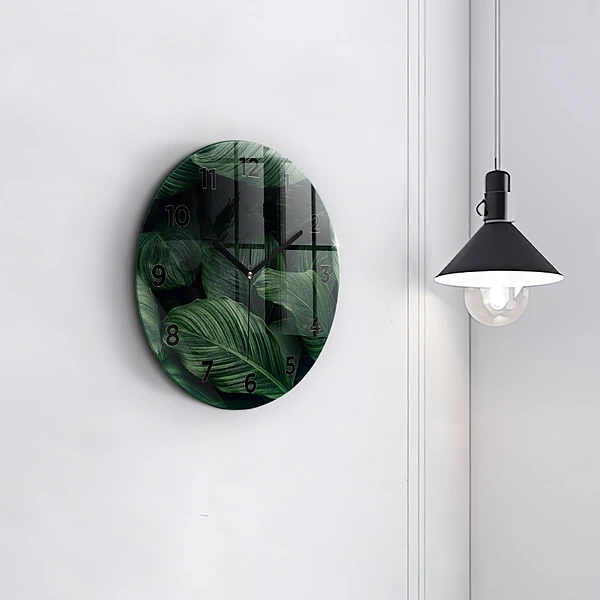 Pendule murale ronde Monstera tropical