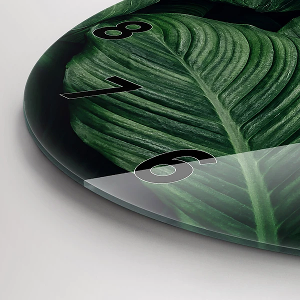Pendule murale ronde Monstera tropical