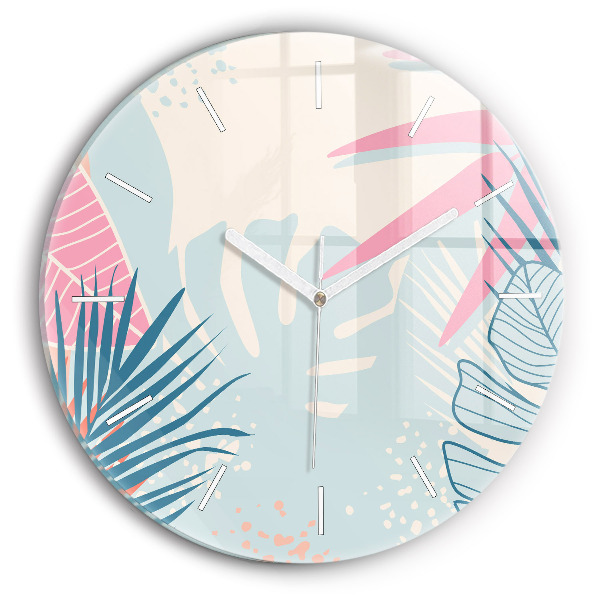 Pendule murale ronde Feuilles pastel – Tropiques