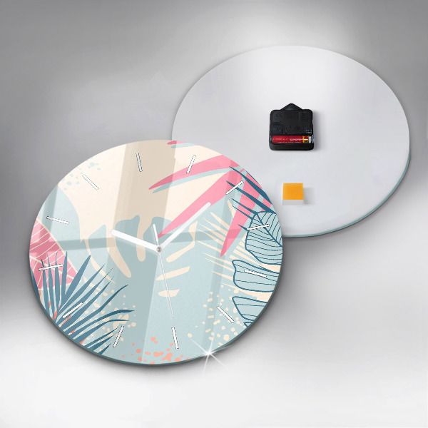 Pendule murale ronde Feuilles pastel – Tropiques
