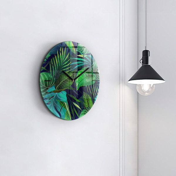Pendule murale ronde Feuilles exotiques