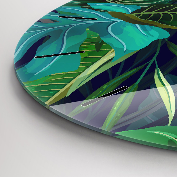 Pendule murale ronde Feuilles exotiques