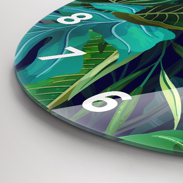 Pendule murale ronde Feuilles exotiques