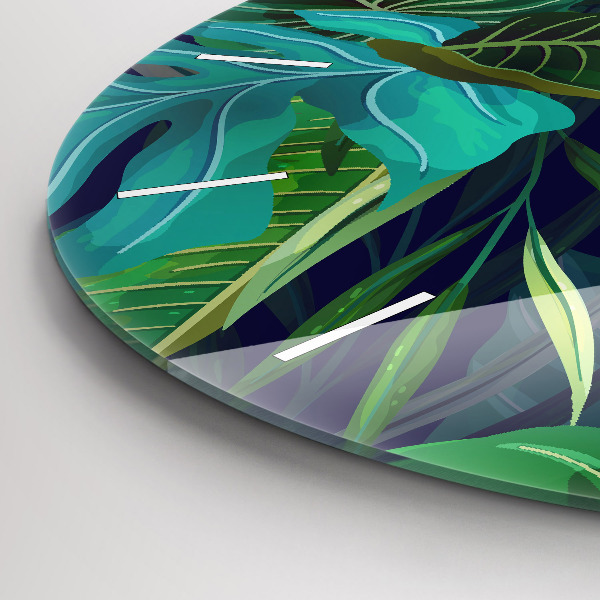 Pendule murale ronde Feuilles exotiques