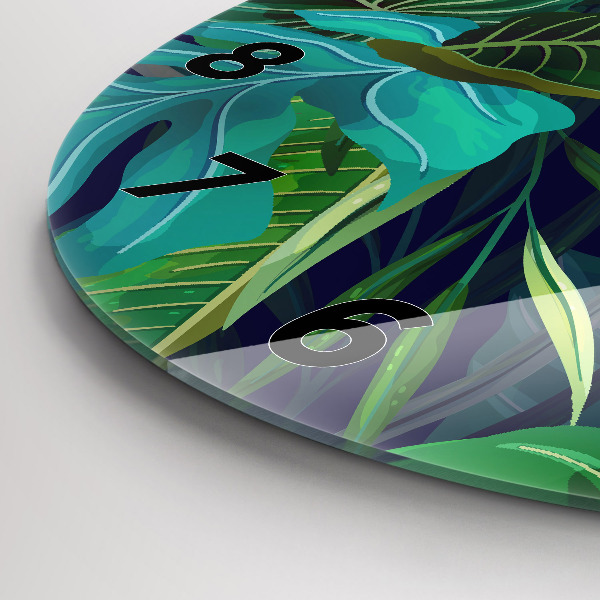 Pendule murale ronde Feuilles exotiques