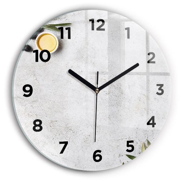 Pendule murale ronde Olives minimalistes