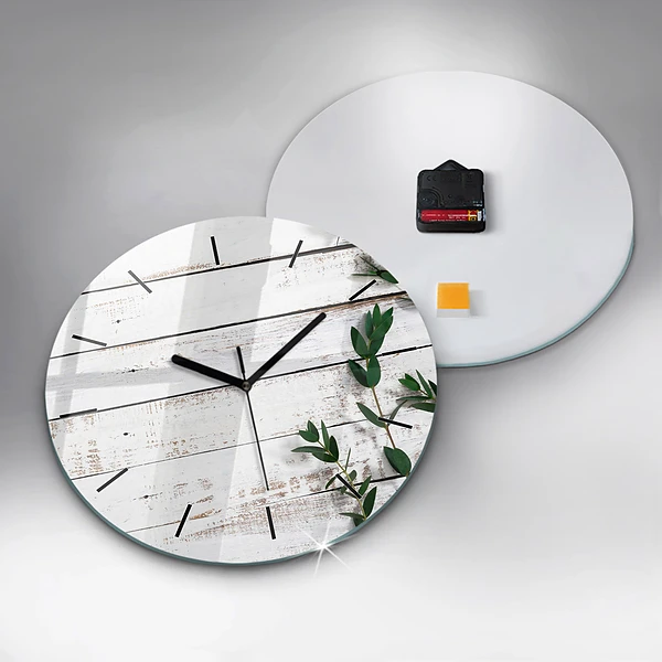Pendule murale ronde Planches en bois clair