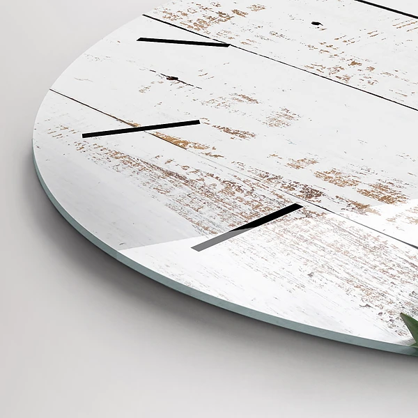 Pendule murale ronde Planches en bois clair
