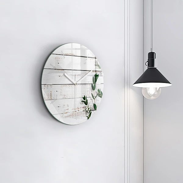 Pendule murale ronde Planches en bois clair