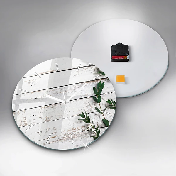 Pendule murale ronde Planches en bois clair