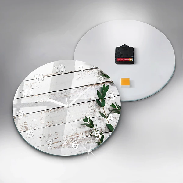 Pendule murale ronde Planches en bois clair