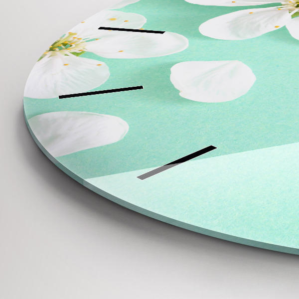 Pendule murale ronde Fleurs de pommier en fleurs