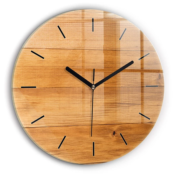 Pendule murale ronde planches de bois