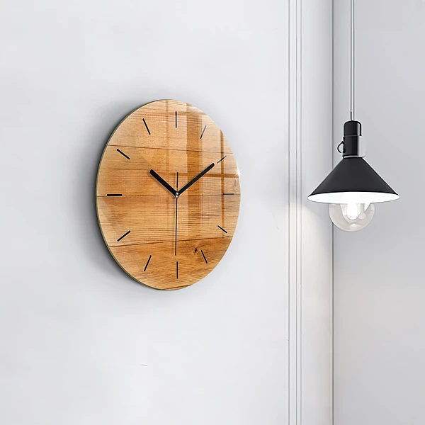Pendule murale ronde planches de bois