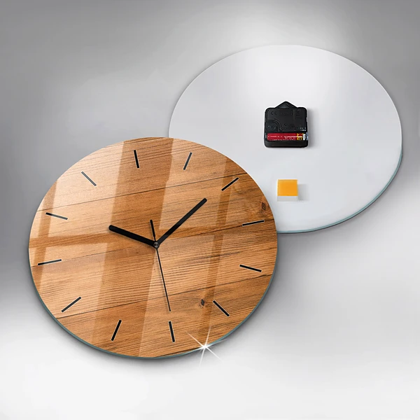 Pendule murale ronde planches de bois