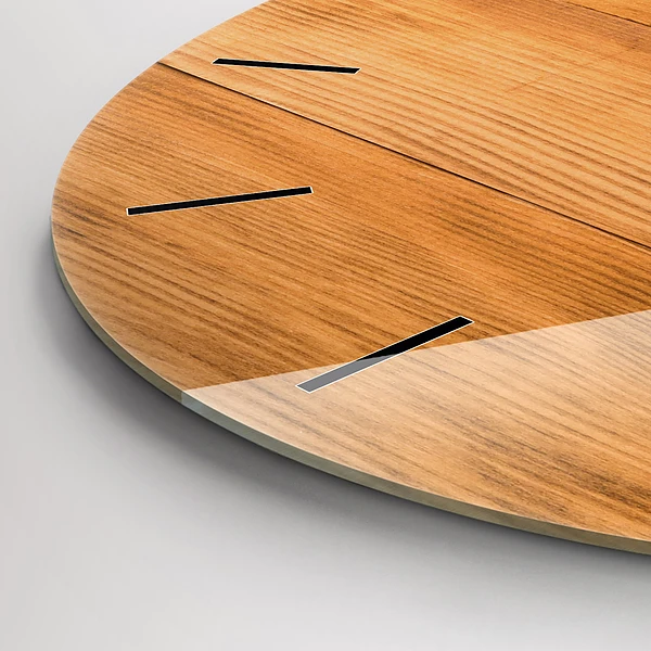 Pendule murale ronde planches de bois