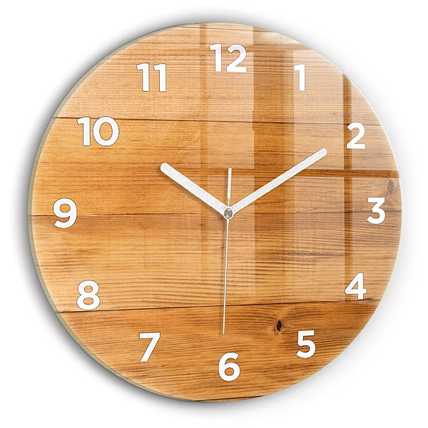 Pendule murale ronde planches de bois