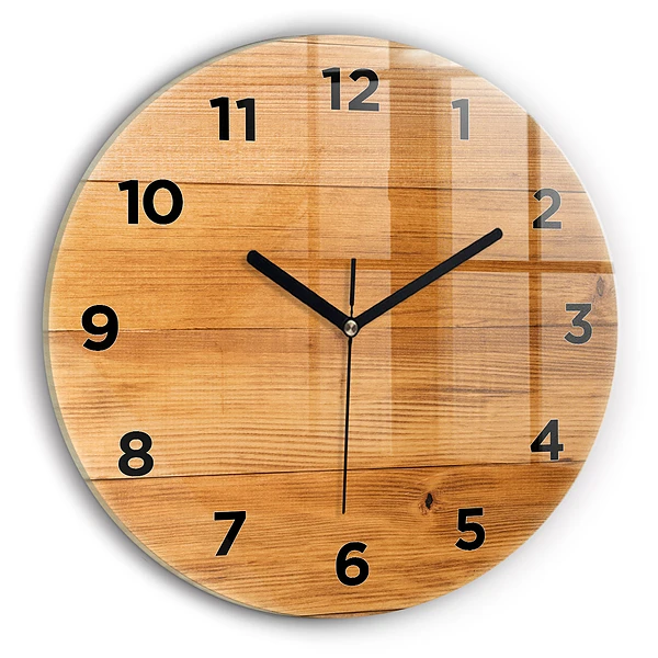 Pendule murale ronde planches de bois