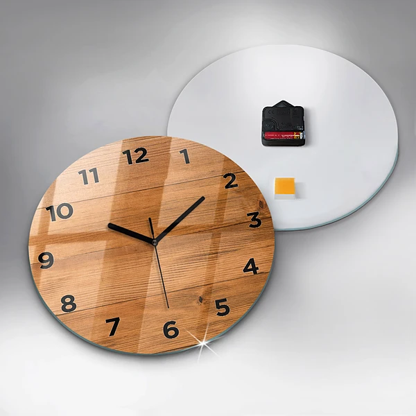 Pendule murale ronde planches de bois